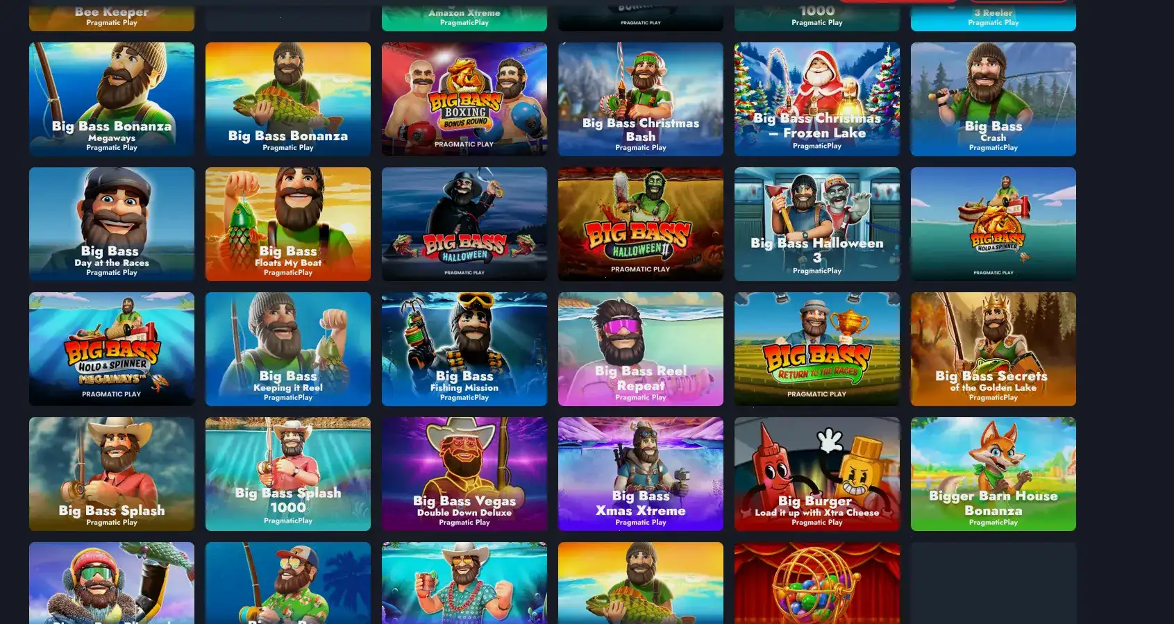 Интерфейс казино Бип Бип на большом экране